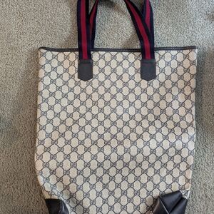 Gucci Beige and Black Tote Bag